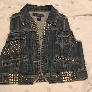 Beaded jean jacket vest